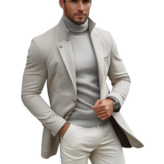 Men's Cotton Blend Lapel Mid-length Coat DTT25082515