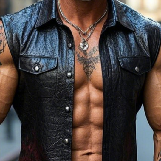 Men's Vintage Casual Lapel Textured Leather Vest 9903595880632