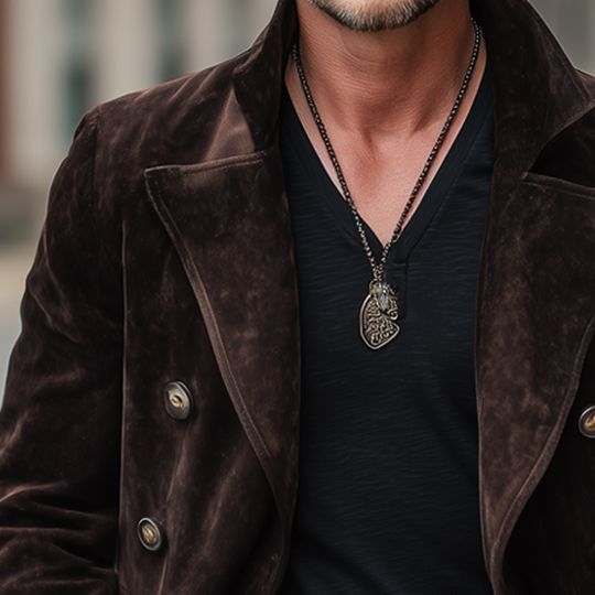 Men's Classic Double Breasted Notched Lapel Suede Jacket DTT25090404