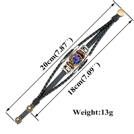 Vintage Twelve Constellations Multilayer PU Leather Bracelet 9888556613816