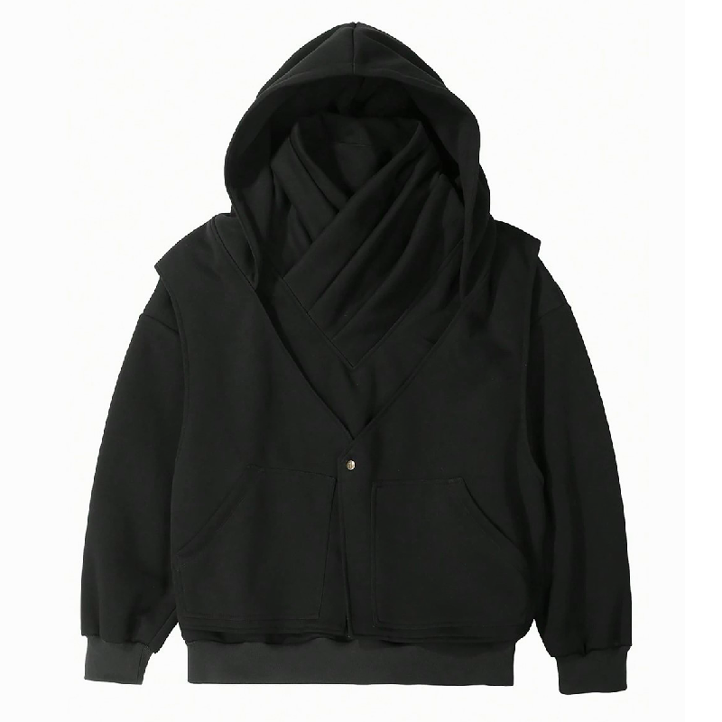 Men's Lightweight Casual Blended Hooded Fake Two-Piece Jacket 9907264651448