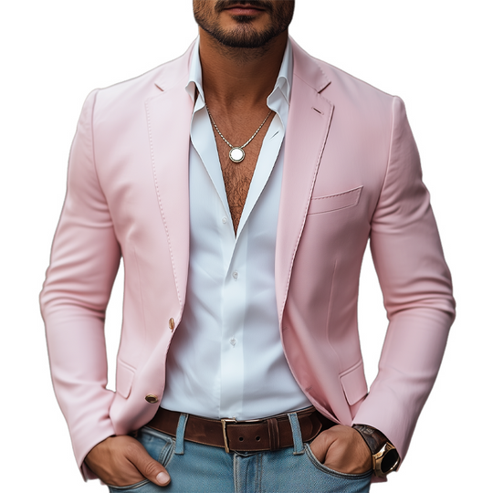 Men's Autumn Business Notched Lapel Two Button Blazer DTT25073007