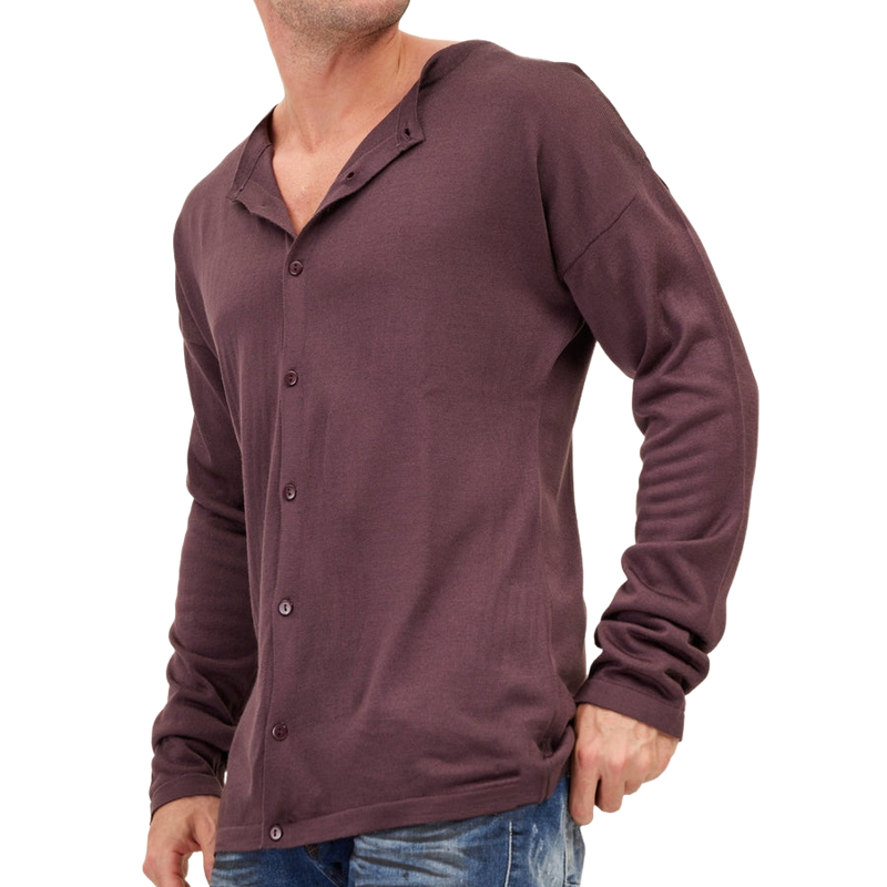 Men's Casual Comfortable Premium Fabric Collarless Long Sleeve Shirt 9892049387704