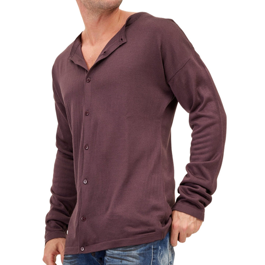 Men's Casual Comfortable Premium Fabric Collarless Long Sleeve Shirt 9892049387704