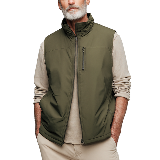 Men's Simple Solid Color Blended Double-head Zipper Vest DTT25081108