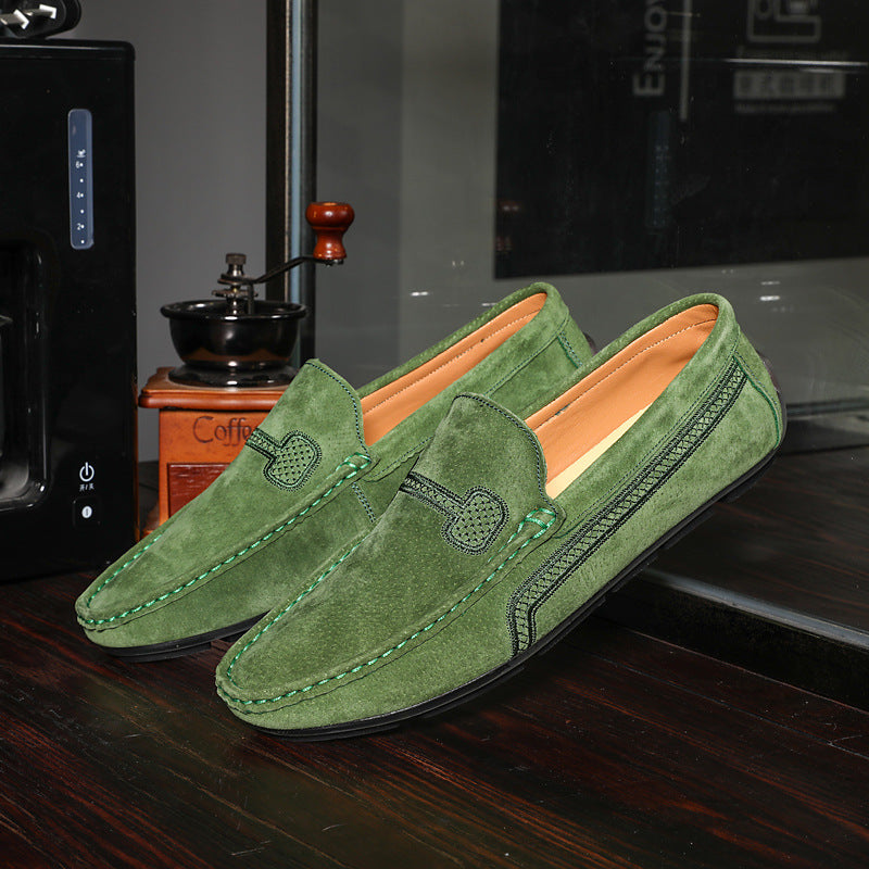 Men's Casual Solid Color Slip On Leather Flat Loafers Shoes 9888555663544