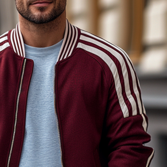 Men's Retro Casual Preppy Stripe Zip-Up Baseball Jacket 9899713003704