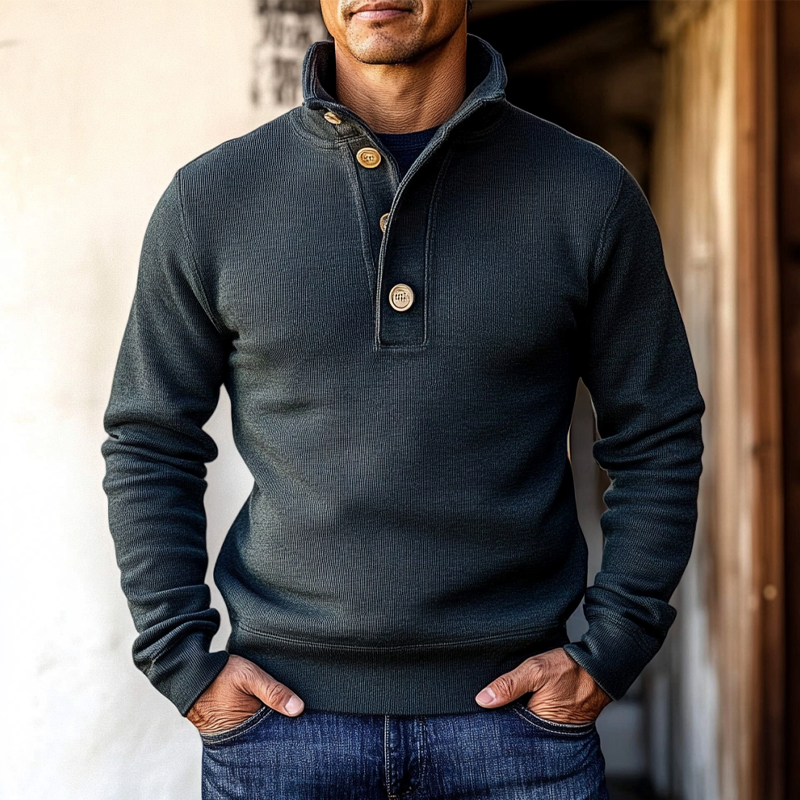 Men's Solid Color Stand Collar Loose Pullover Sweatshirt DTT25082707