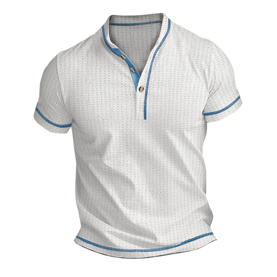 Men's Contrast Waffle Short Sleeve Henley T-Shirt DTT25061804