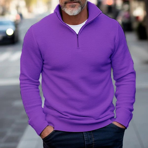 Men's Casual Solid Color Half Stand Collar Zip Sweatshirt DTT25082001