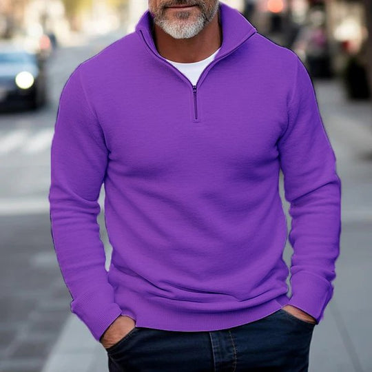 Men's Casual Solid Color Half Stand Collar Zip Sweatshirt DTT25082001