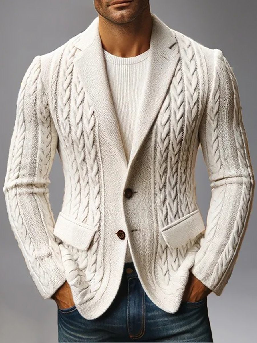 Men's Fashion Solid Color Lapel Knitted Jacket 9888735789240