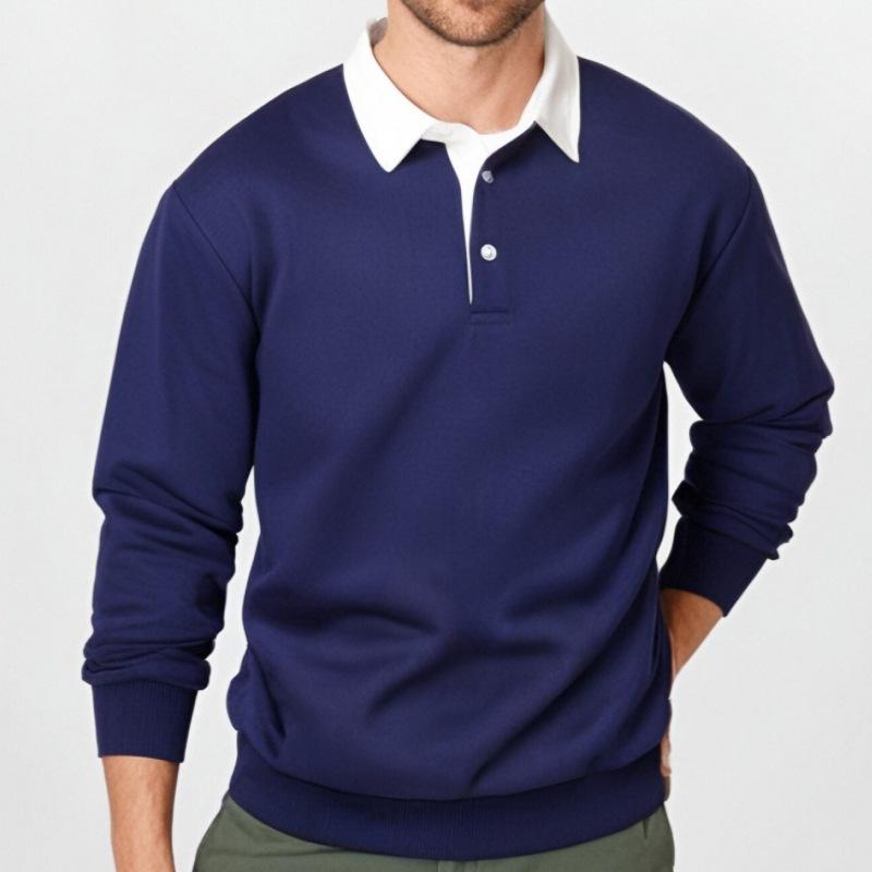 Men's Classic Casual Long Polo Neck Long Sleeve Sweatshirt Dtt25081905