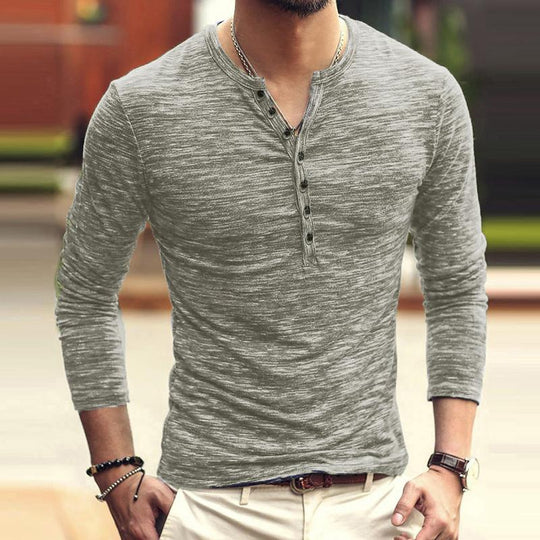 Men's Round Neck Solid Color Henley Shirt 9261122257080