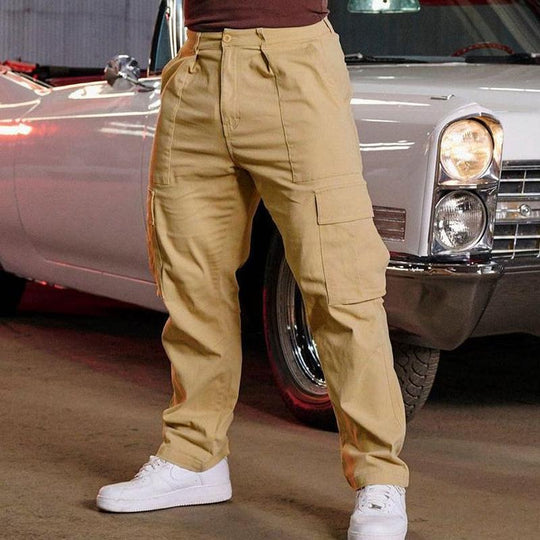 Men's Casual Solid Color Multi-Pocket Cargo Pants 9261763428536