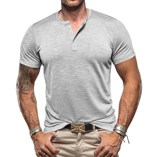 Men's Casual Henley Collar Short Sleeve T-Shirt 9261122551992