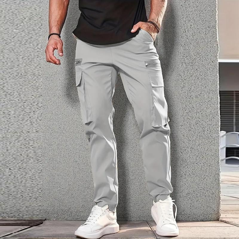 Men's Casual Solid Color Multi-Pocket Cargo Pants 9261763625144