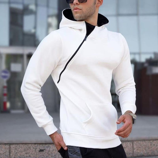 Men's White Side Zip Loose Hoodie 9885840113848
