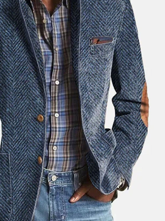 Men's Vintage Herringbone Suede 3-Pocket Casual Blazer 9888733823160