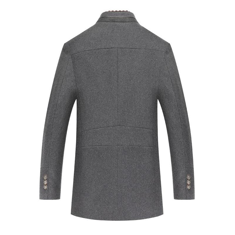 Men's Casual Solid Color Scarf Collar Mid-length Coat 9261106200760