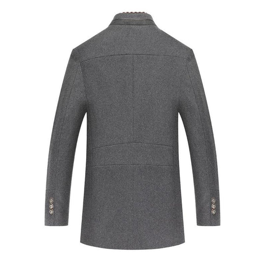 Men's Casual Solid Color Scarf Collar Mid-length Coat 9261106200760