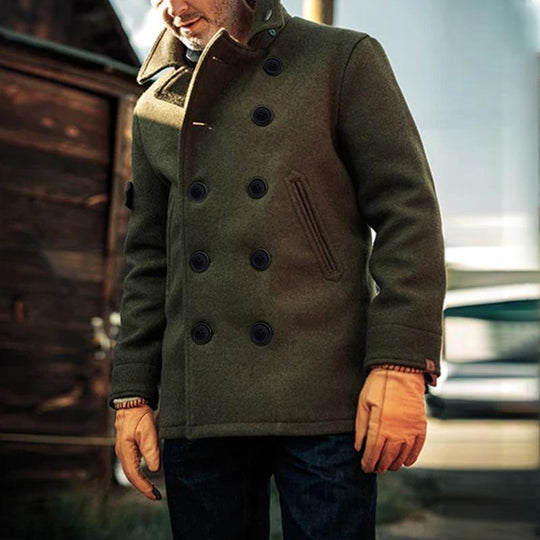 Men's British Style Solid Color Woolen Coat 9261105021112