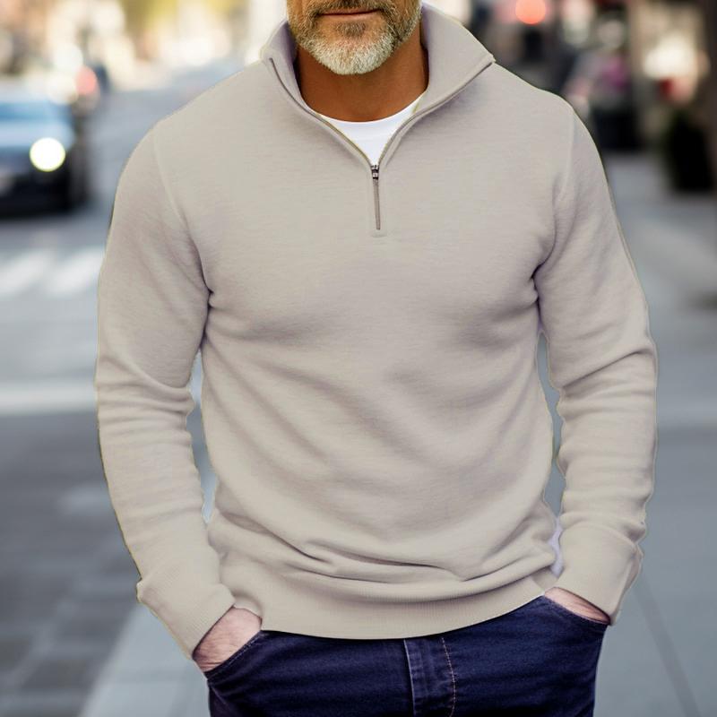 Men's Casual Solid Color Half Stand Collar Zip Sweatshirt DTT25082001