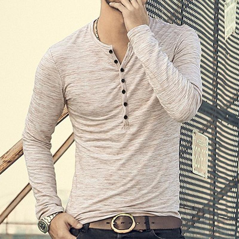 Men's Round Neck Solid Color Henley Shirt 9261122257080