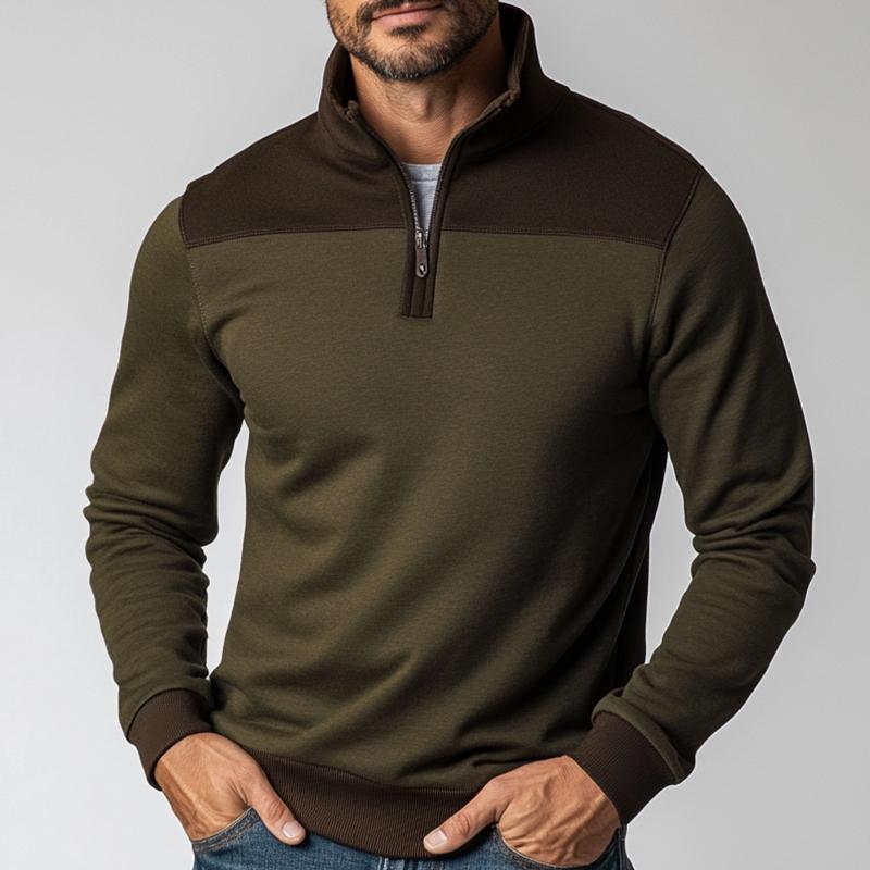 Men's Retro Casual Colorblock Zipper Sweatshirt 9880238817464