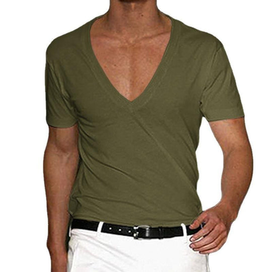 Men's Fitness Sports Solid Color Deep V Neck T-Shirt 9261119504568