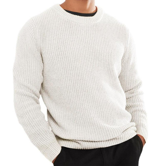 Men's Round Neck Solid Knit Sweater 9262176469176