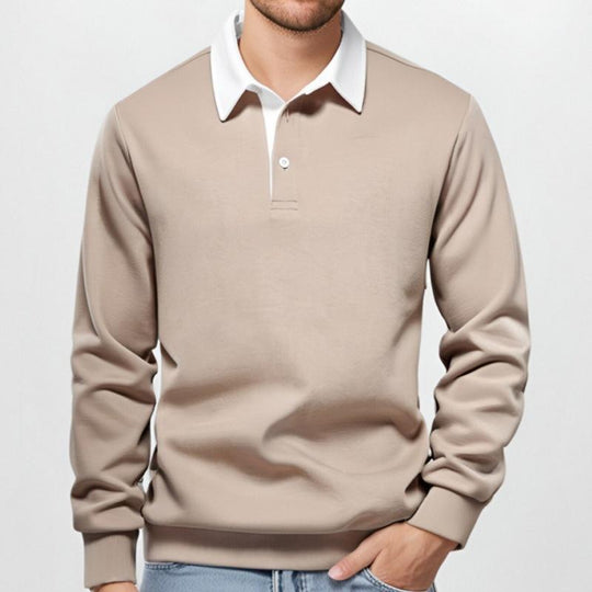 Men's Classic Casual Long Polo Neck Long Sleeve Sweatshirt Dtt25081905