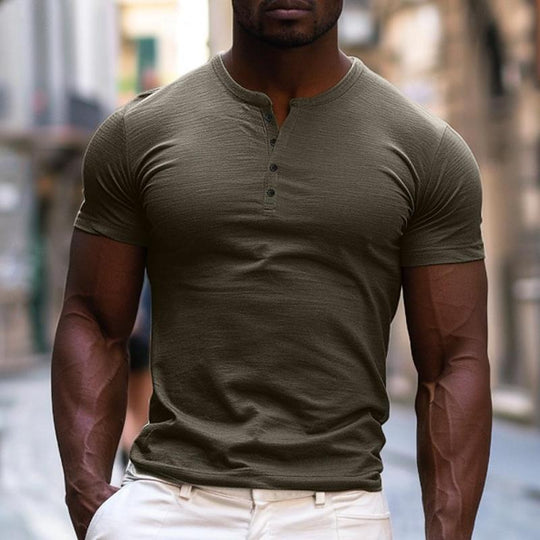Men's Solid Henley Short Sleeve T-Shirt 9261136871608