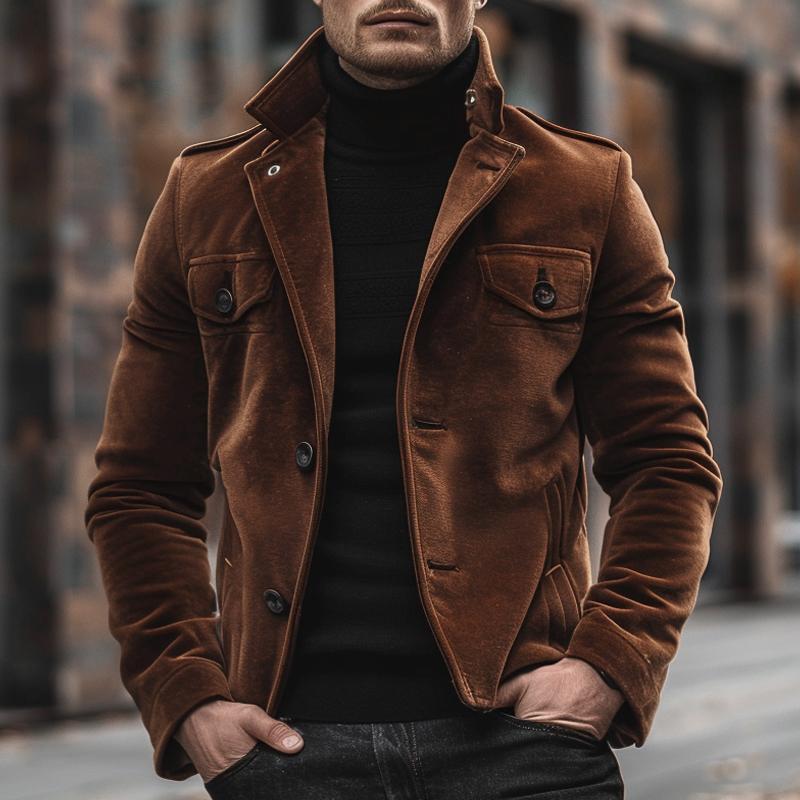 Men's Vintage Solid Velvet Single Breasted Jacket 9878728966328