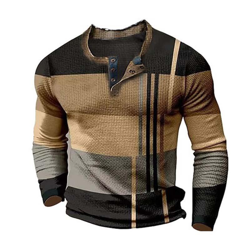Men's Retro Classic Slim Fit Printed Knitted Long Sleeve Bottoming T-Shirt 9261142180024