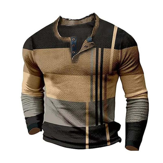 Men's Retro Classic Slim Fit Printed Knitted Long Sleeve Bottoming T-Shirt 9261142180024