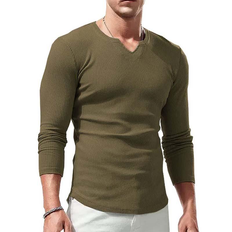 Men's Classic Casual Slim Fit Knitted Round Neck Long Sleeve T-Shirt 9261141524664
