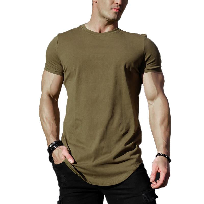 Men's Solid Color Loose Round Neck Short Sleeve T-Shirt 9261123829944