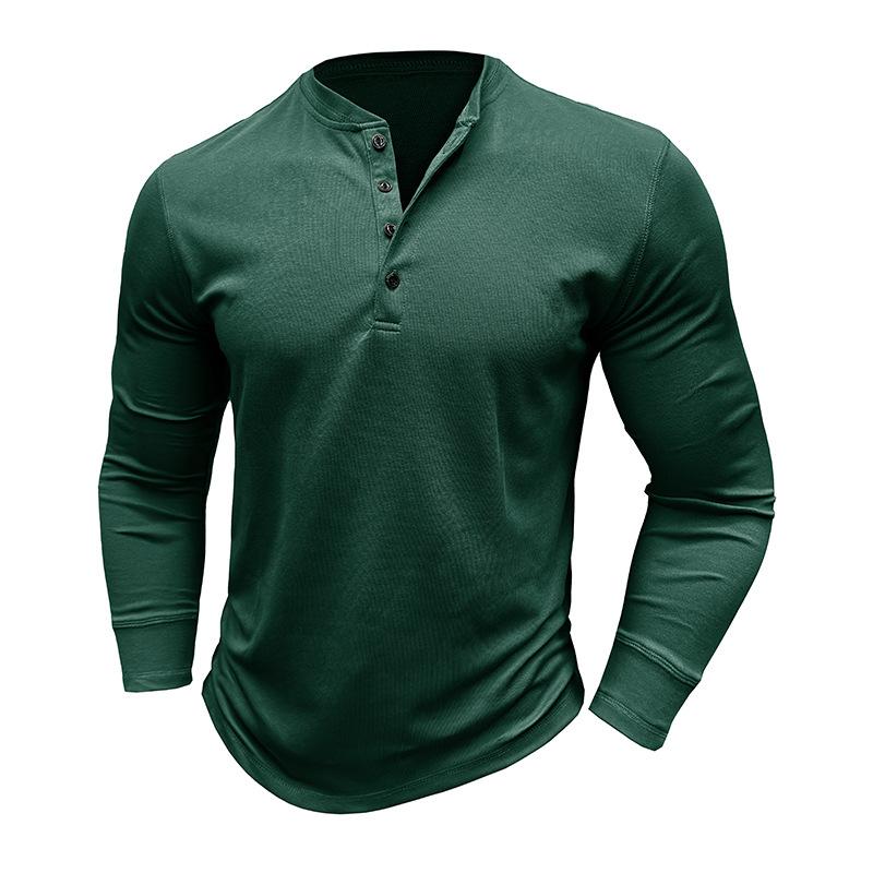 Men's Henley Collar Solid Long Sleeve T-Shirt 9261141852344
