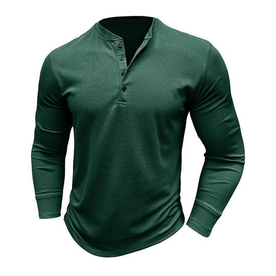 Men's Henley Collar Solid Long Sleeve T-Shirt 9261141852344