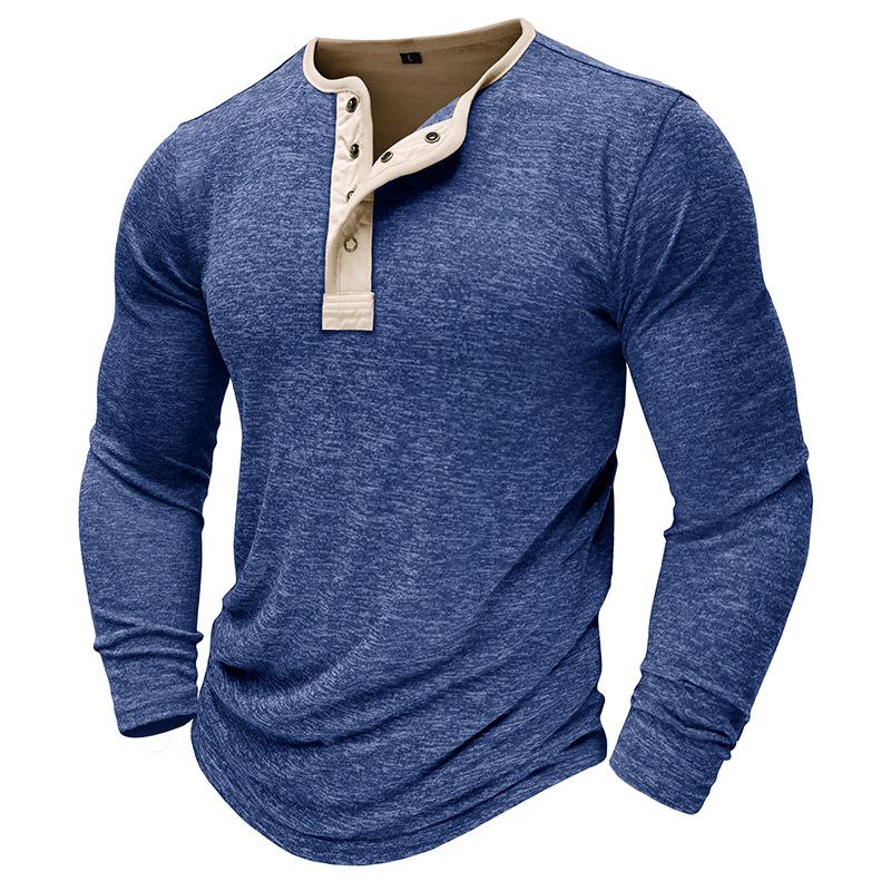 Men's Button Collar Long Sleeve T-Shirt 9261142835384