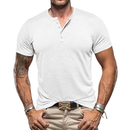 Men's Casual Henley Collar Short Sleeve T-Shirt 9261122551992