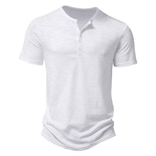 Men's Slub Cotton Henley Collar Short Sleeve T-shirt 9261127532728