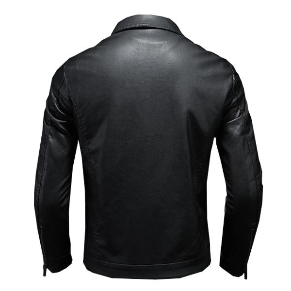 Men's Lapel Leather Biker Jacket 9261077299384