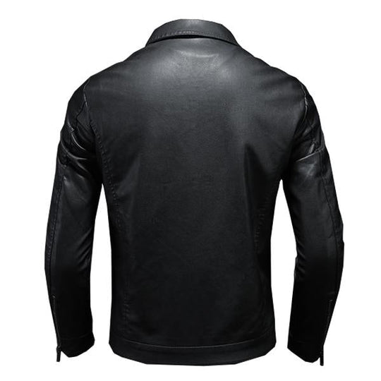 Men's Lapel Leather Biker Jacket 9261077299384