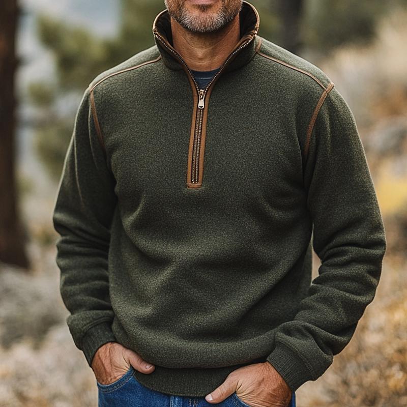 Men's Retro Casual Lumberjack Stand Collar Zipper Sweatshirt 9877216788664