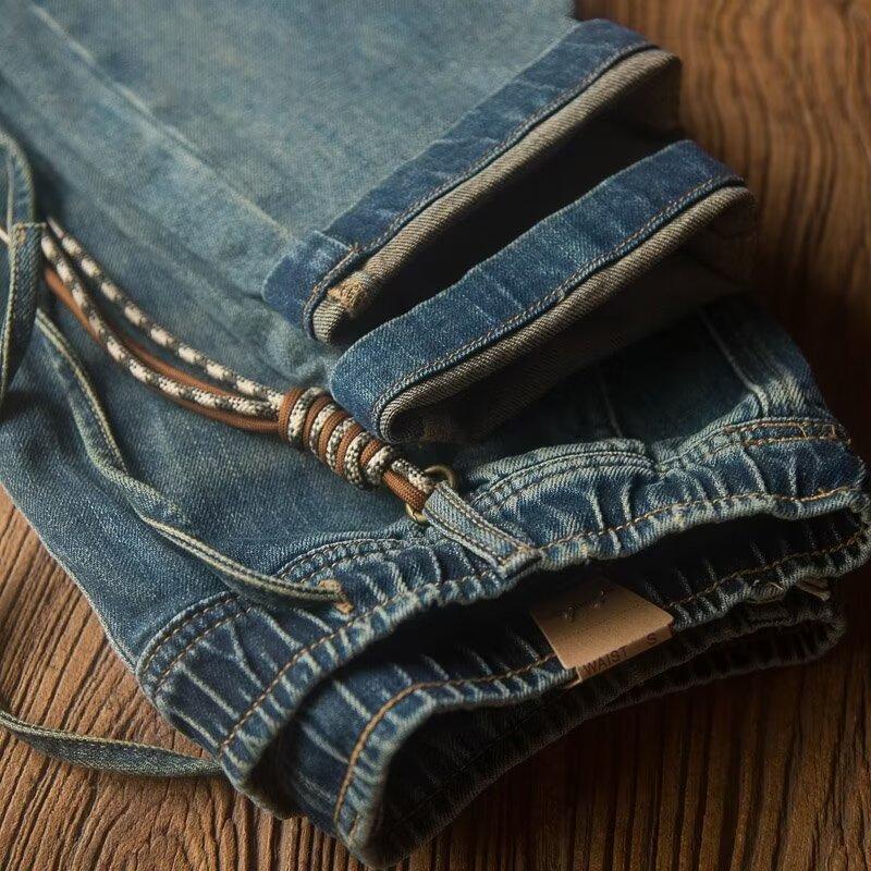 Men's Casual Solid Color Drawstring Straight Jeans DTT25082015