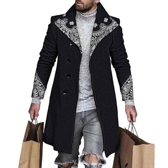 Men's Printed Lapel Single-breasted Coat 9261111115960
