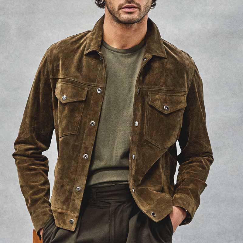 Men's Vintage Suede Button Jacket 9886818107576