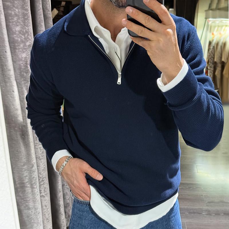 Men's Retro Casual Lapel Striped Sweater 9273156075704